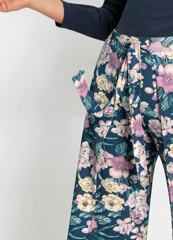Outlet - Calça Pantalona Floral Azul 5