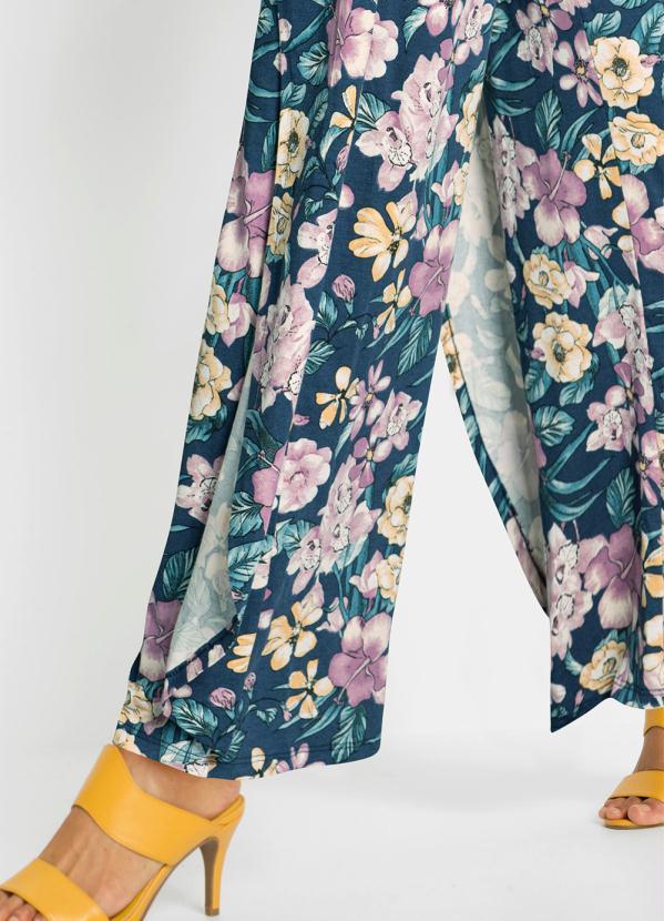 Outlet - Calça Pantalona Floral Azul 4