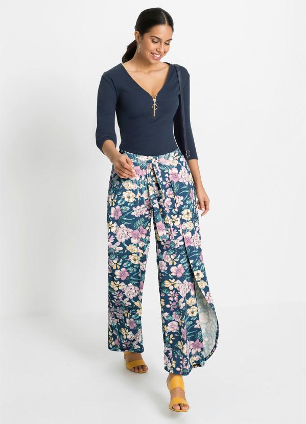 Outlet - Calça Pantalona Floral Azul 3