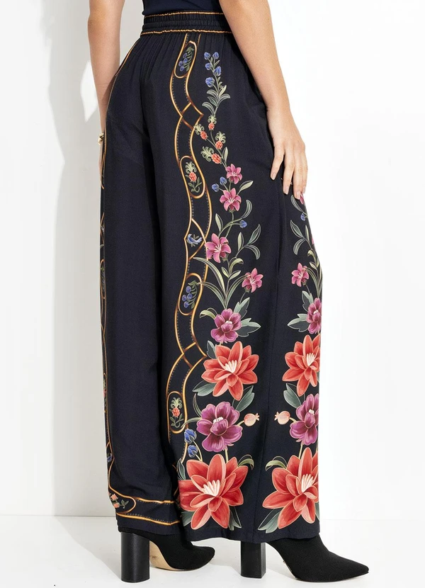Farm - Calça Pantalona Floral Belle Preto 2
