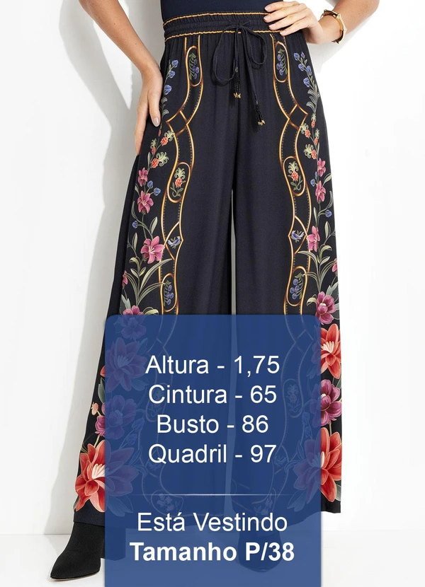 Farm - Calça Pantalona Floral Belle Preto 5