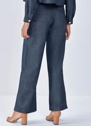 Principessa - Calça Pantalona Jeans Octavia Azul - PRINCIPESSA