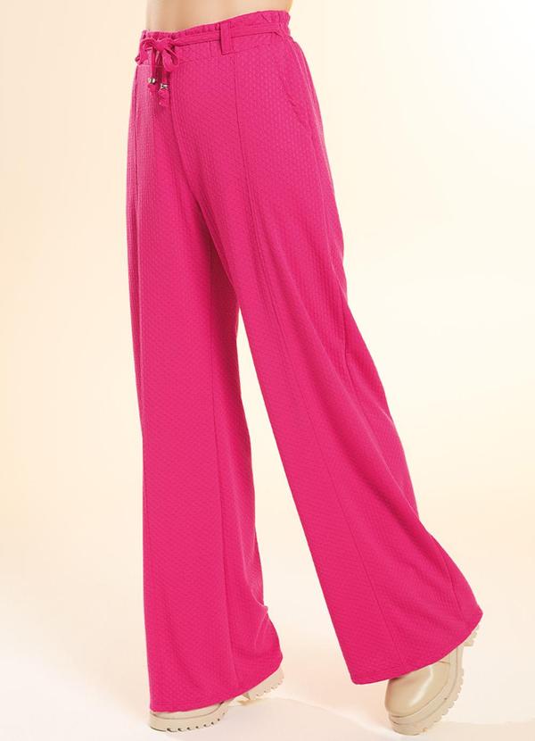 Habana - Calça Pantalona Juvenil em Stretch Rosa
