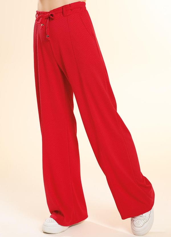 Habana - Calça Pantalona Juvenil em Stretch Vermelho