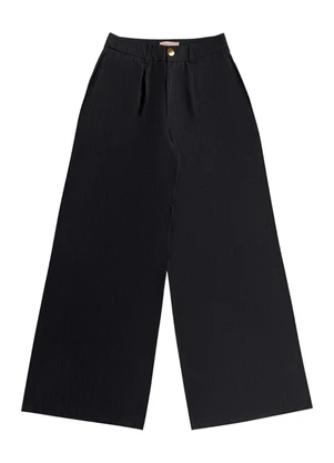 Angel - Calça Pantalona Linho Preto - ANGEL