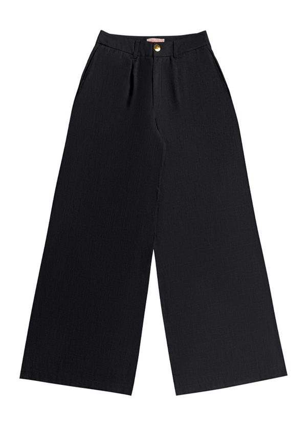 Angel - Calça Pantalona Linho Preto