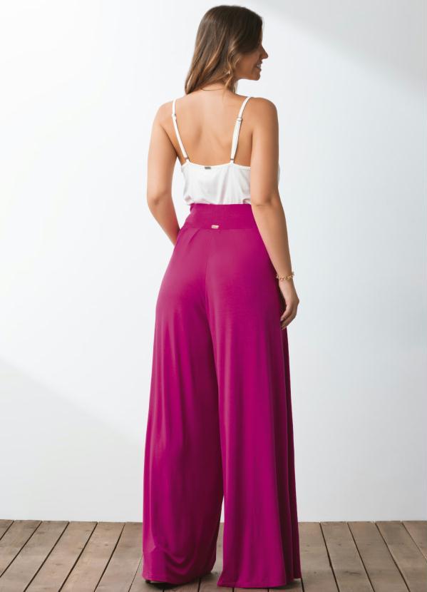 Quintess - Calça Pantalona Magenta com Pregas 6