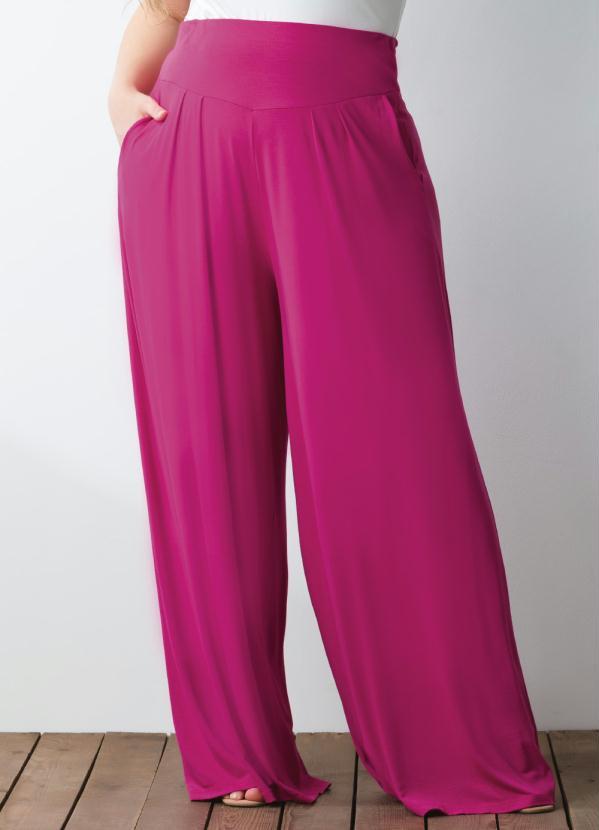 Quintess - Calça Pantalona Magenta com Pregas 5