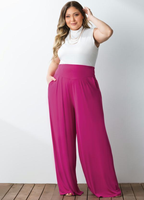 Quintess - Calça Pantalona Magenta com Pregas 3