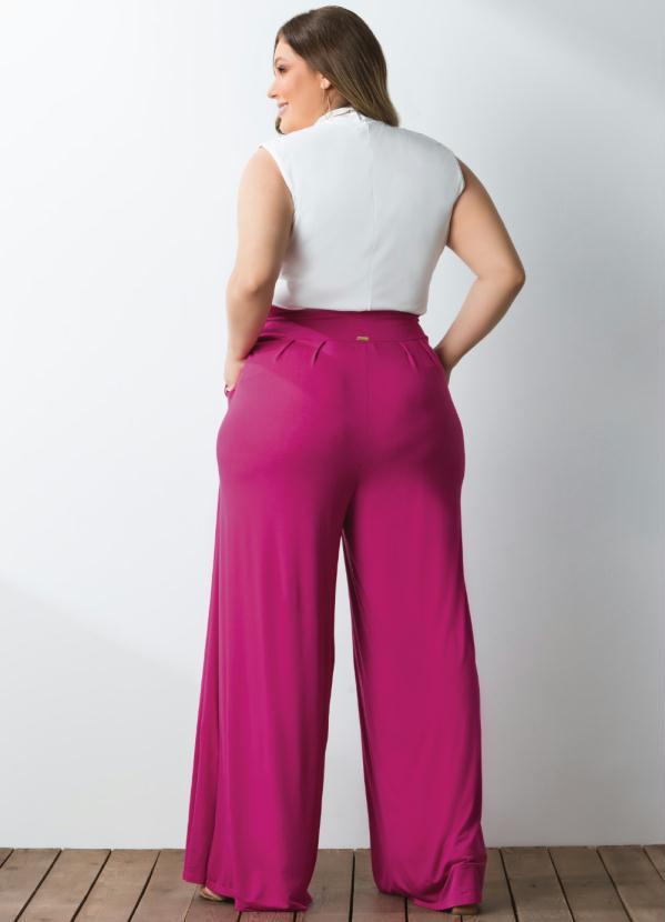 Quintess - Calça Pantalona Magenta com Pregas 2