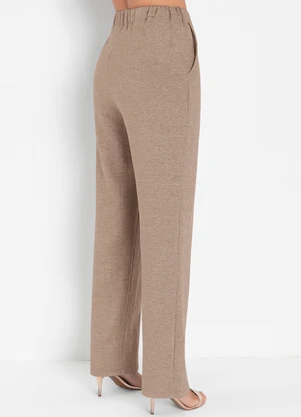 Moda Pop - Calça Pantalona Marrom Claro Bolsos Funcionais - MODA POP