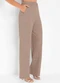 Moda Pop - Calça Pantalona Mescla com Bolsos Funcionais - variação: Marrom Claro