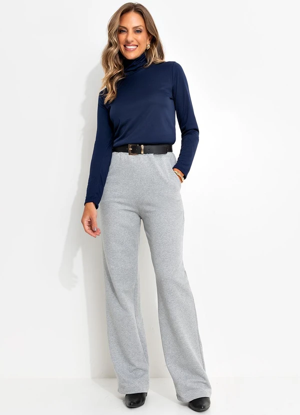 Moda Pop - Calça Pantalona Mescla com Bolsos Funcionais 6