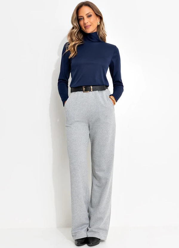 Moda Pop - Calça Pantalona Mescla com Bolsos Funcionais 7