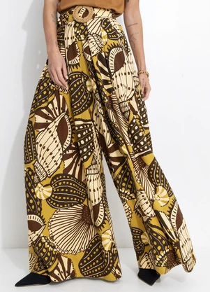 Farm - Calça Pantalona Mistura de Caju Amarelo - FARM