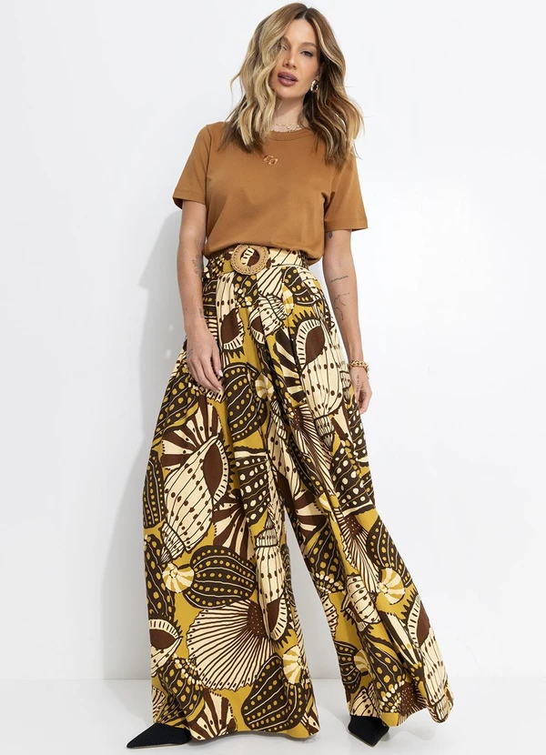 Farm - Calça Pantalona Mistura de Caju Amarelo 3