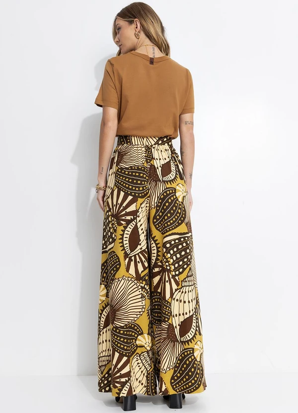 Farm - Calça Pantalona Mistura de Caju Amarelo 4