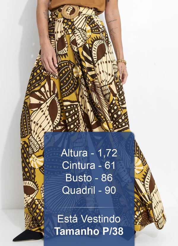 Farm - Calça Pantalona Mistura de Caju Amarelo 5