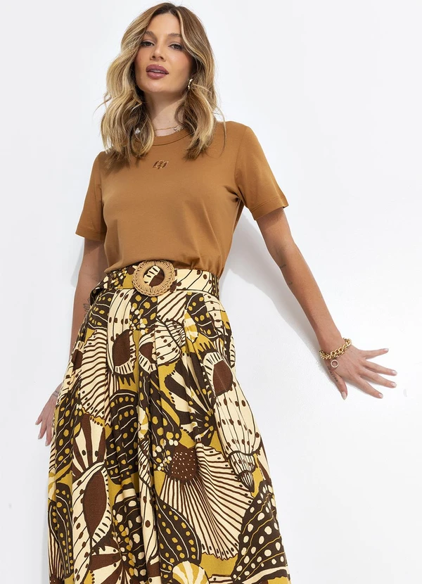 Farm - Calça Pantalona Mistura de Caju Amarelo 8