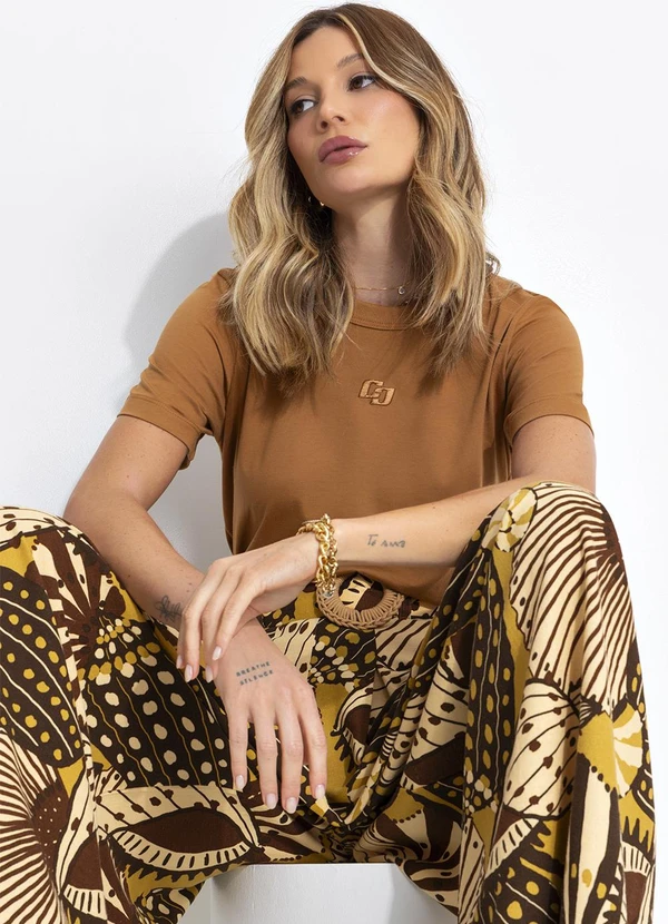 Farm - Calça Pantalona Mistura de Caju Amarelo 9