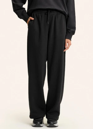 Endless - Calça Pantalona Moletom Felpado Básico Preto - ENDLESS