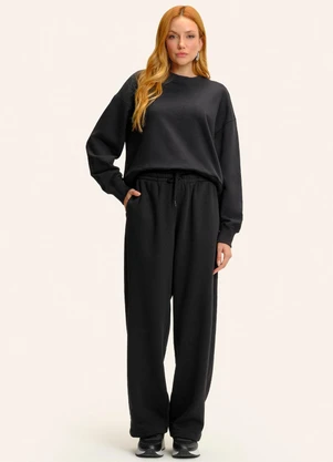 Endless - Calça Pantalona Moletom Felpado Básico Preto - ENDLESS