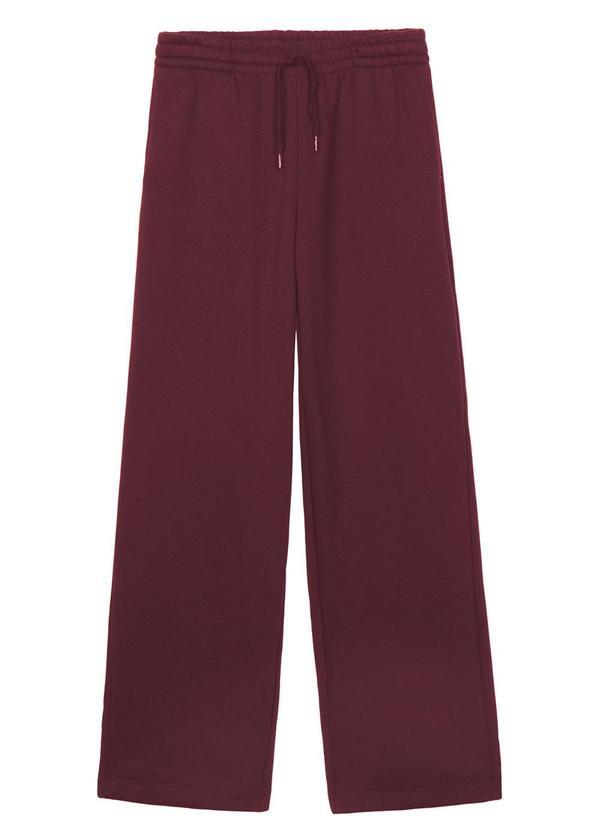 Endless - Calça Pantalona Moletom Felpado Básico Vermelho