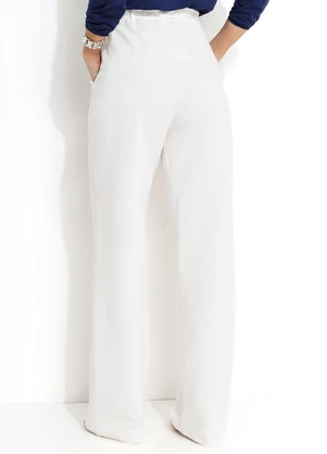 Moda Pop - Calça Pantalona Off White com Bolsos Funcionais - MODA POP