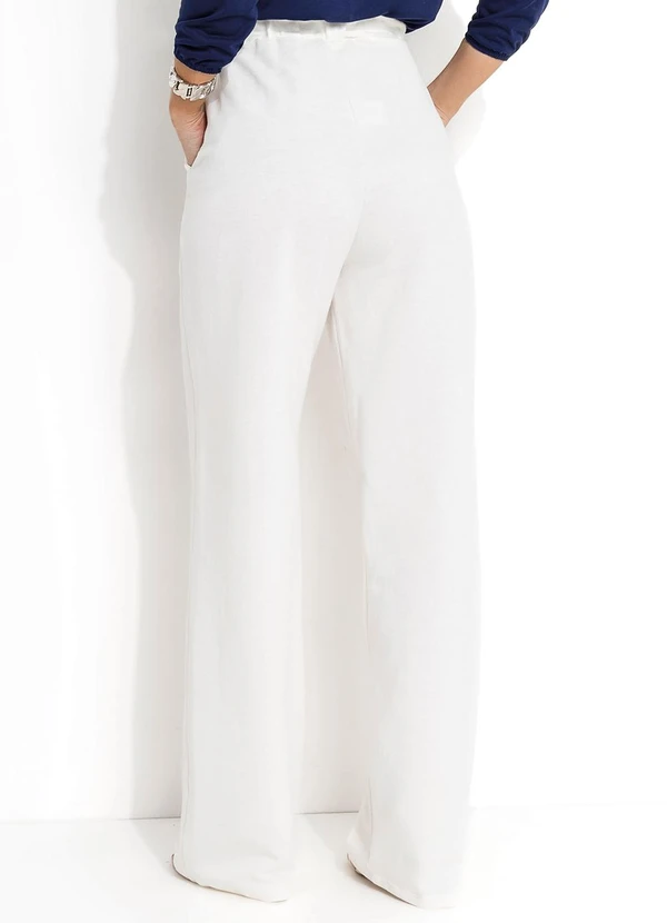 Moda Pop - Calça Pantalona Off White com Bolsos Funcionais 2