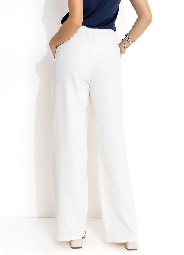 Moda Pop - Calça Pantalona Off White com Bolsos Funcionais 6