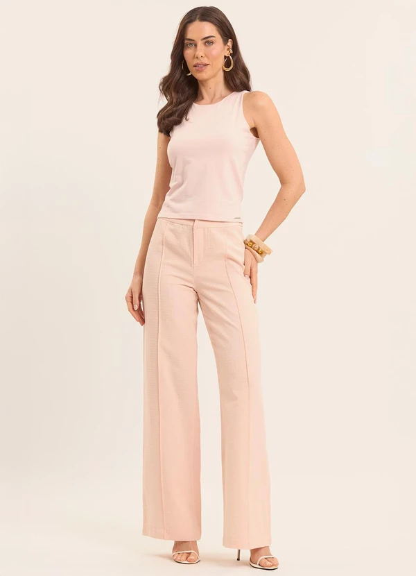 Doce Trama - Calça Pantalona Oliva Rosa 3