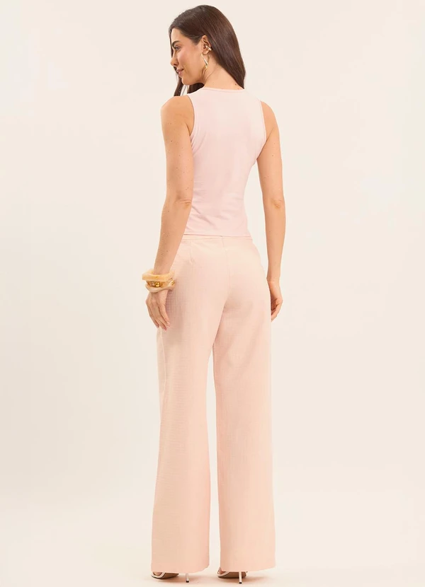 Doce Trama - Calça Pantalona Oliva Rosa 4