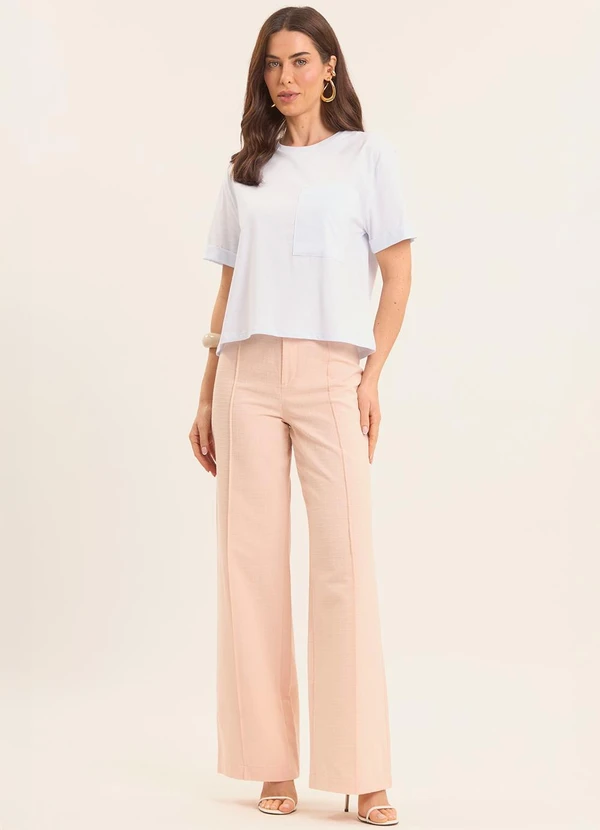 Doce Trama - Calça Pantalona Oliva Rosa 5