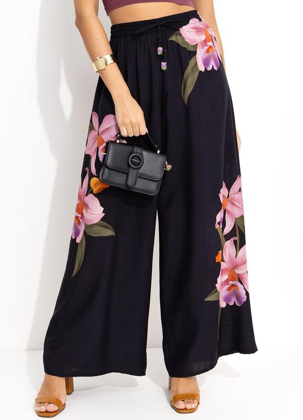 Farm - Calça Pantalona Orquídea Preto