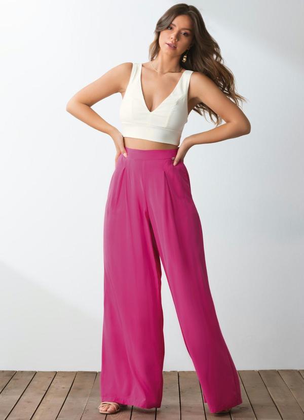 Outlet - Calça Pantalona Pink com Bolsos 8
