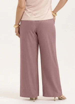 Cativa - Calça Pantalona Plus Size em Viscose Rosa - CATIVA