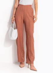 Cal�a Pantalona Po� Marrom em Tecido Maquinetado com Fenda