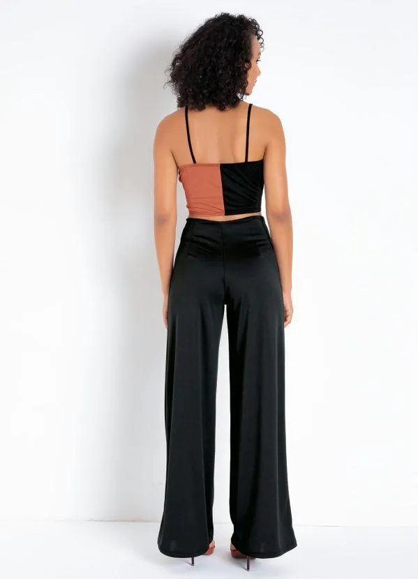 Moda Pop - Calça Pantalona Preta com Zíper na Lateral 5