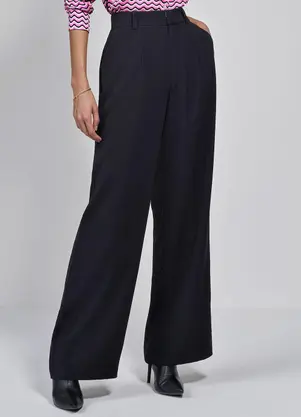 Principessa - Calça Wide Leg Preta de Alfaiataria Timotea - PRINCIPESSA