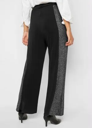 bonprix - Calça Pantalona Preto e Prata - BONPRIX