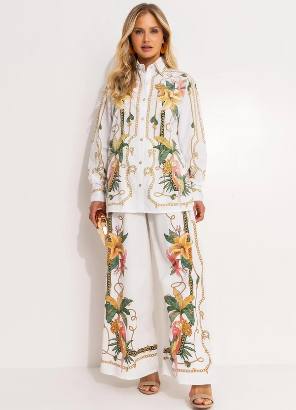 Farm - Calça Pantalona Riqueza Tropical Off White 3