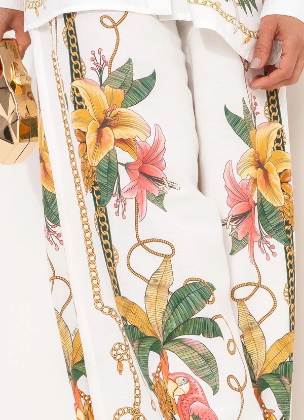 Farm - Calça Pantalona Riqueza Tropical Off White 8