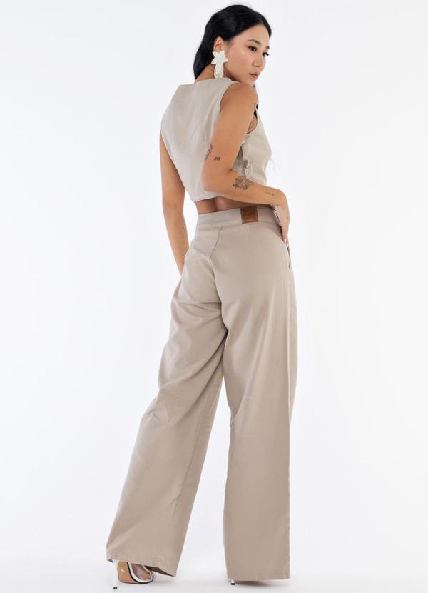 La Tay - Calça Pantalona Sarja Bege 2