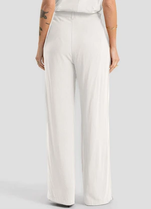 Dianna - Calça Pantalona Tecido Linho Strong Branco - DIANNA