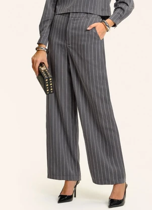 Endless - Calça Pantalona Twill Lurex Cinza - ENDLESS