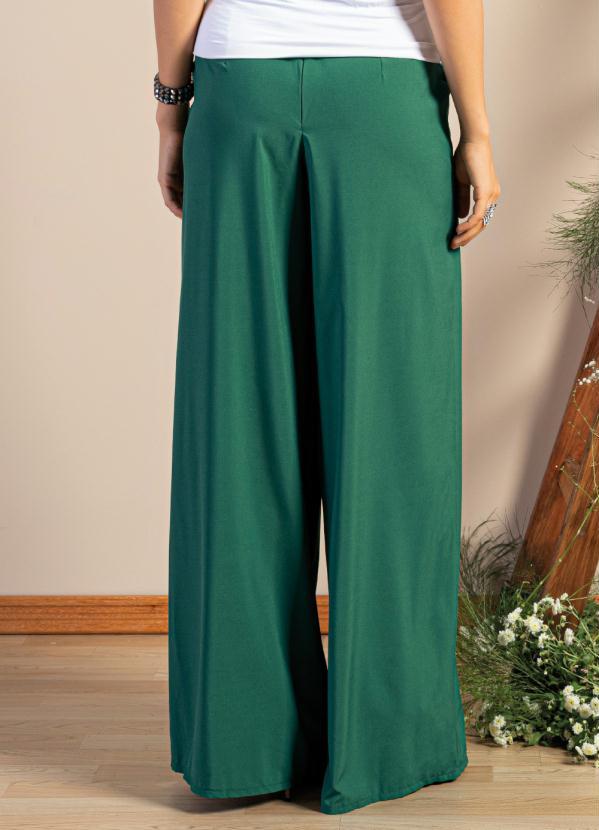 Outlet - Calça Pantalona Verde com Bolsos Funcionais 2