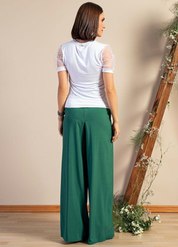 Outlet - Calça Pantalona Verde com Bolsos Funcionais 4