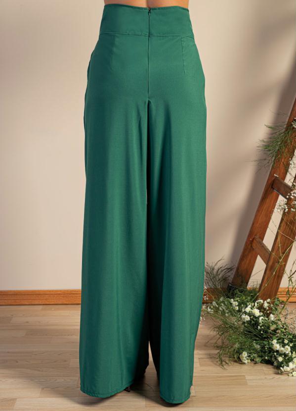 Outlet - Calça Pantalona Verde com Bolsos Funcionais 6