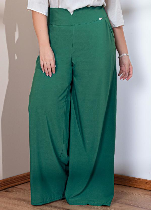Outlet - Calça Pantalona Verde com Bolsos Funcionais 7