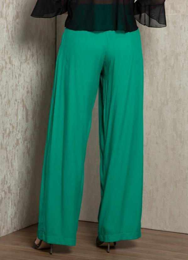 Quintess - Calça Pantalona Verde em Viscose Plana 2